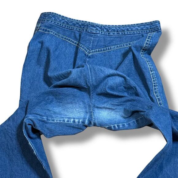 VTG High Rise Wide Leg Jeans Womens Floral Embroidered Bareback Denim NO STRETCH - Picture 6 of 6